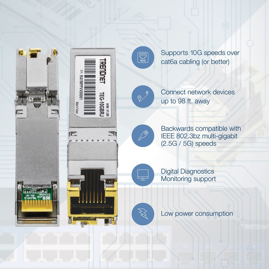 TRENDnet 10G RJ-45 Copper SFP+ Module TEG-10GBRJ
