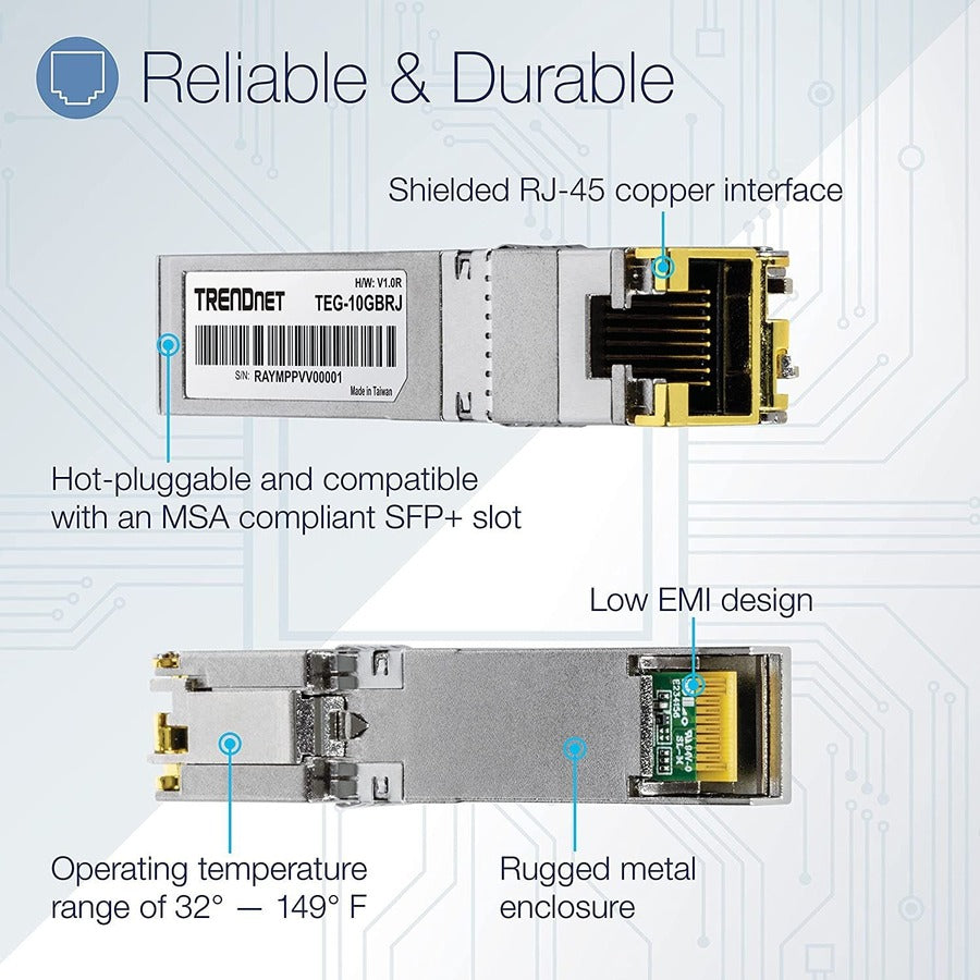 TRENDnet 10G RJ-45 Copper SFP+ Module TEG-10GBRJ