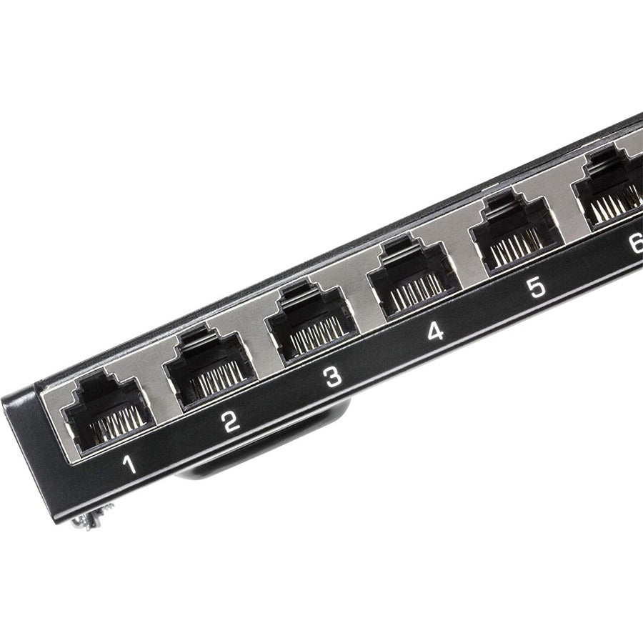 TRENDnet 12-Port Cat6A Shielded Patch Panel, 10G Ready, Cat5e,Cat6,Cat6A Compatible, Metal Housing, Color-Coded Labeling For T568A And T568B Wiring, Cable Management, Wall Mountable, Black, TC-P12C6AS TC-P12C6AS