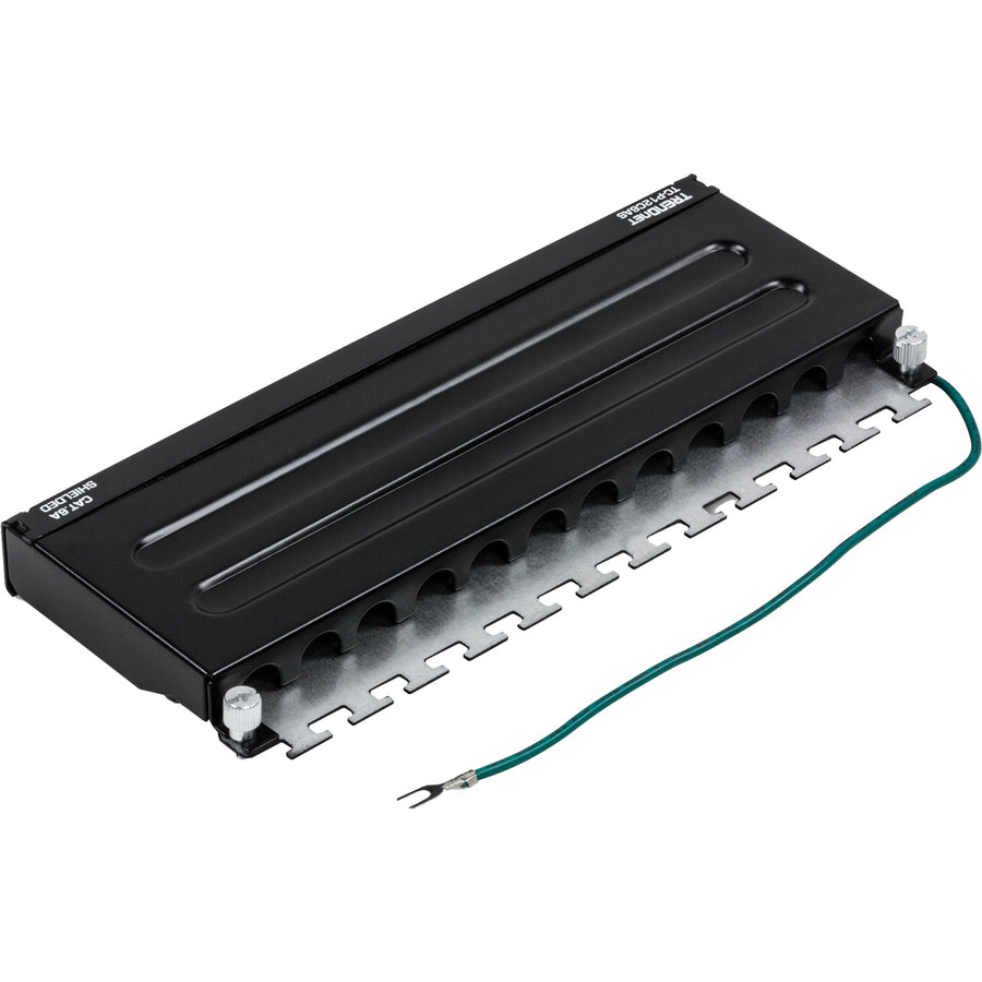 TRENDnet 12-Port Cat6A Shielded Patch Panel, 10G Ready, Cat5e,Cat6,Cat6A Compatible, Metal Housing, Color-Coded Labeling For T568A And T568B Wiring, Cable Management, Wall Mountable, Black, TC-P12C6AS TC-P12C6AS