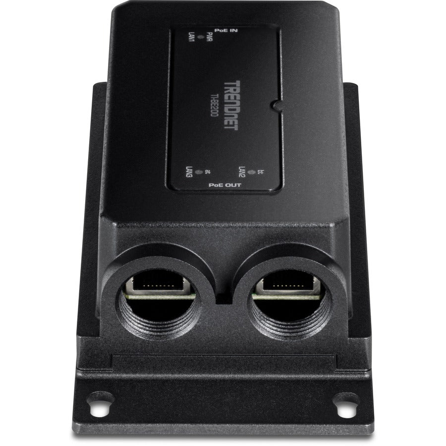TRENDnet 2-Port Industrial Outdoor Gigabit PoE++ Extender, Hardened IP67 Extreme Temperature Rated Housing, Extends PoE++ Connection up to 200m (656 ft.) for up to 2 Devices, Black, TI-BE200 TI-BE200