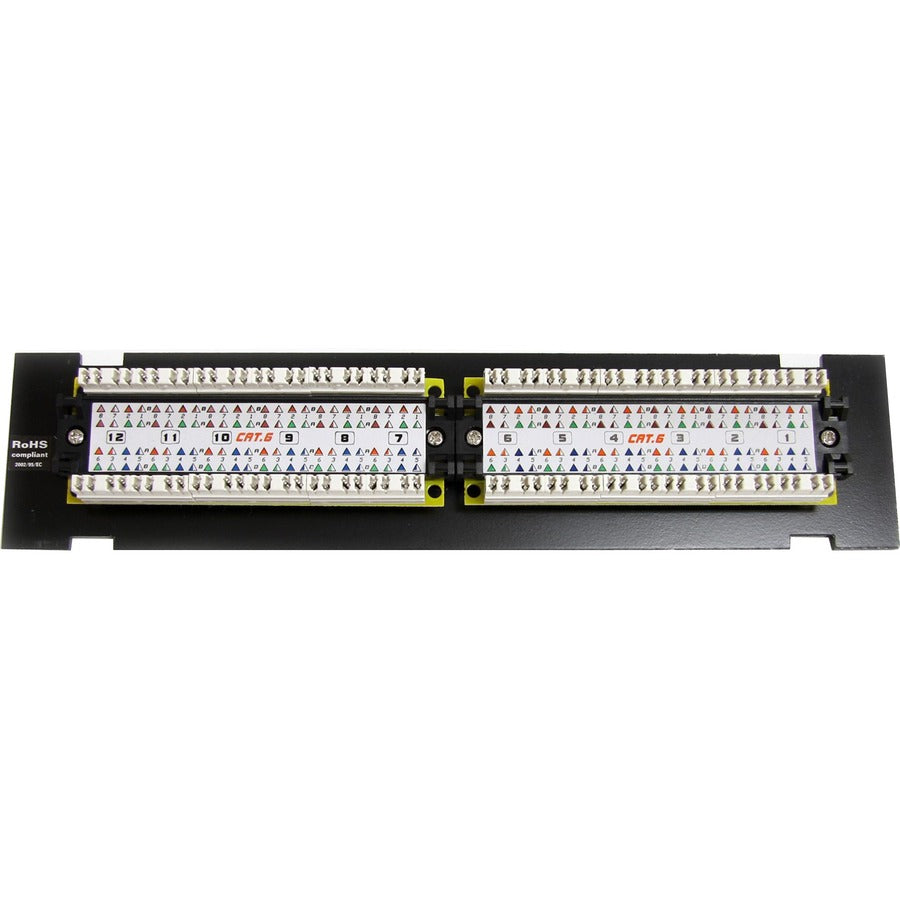 StarTech.com 12 Port 1U Wall Mount Cat 6 110 Patch Panel C6PANL4512