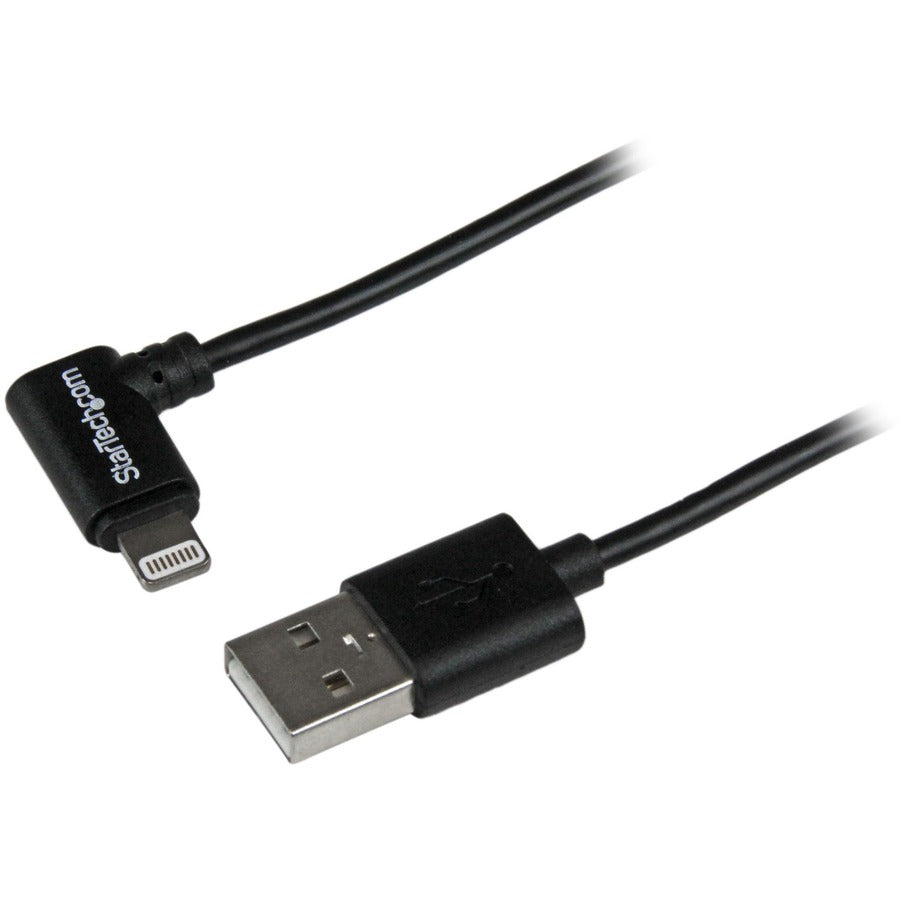 StarTech.com 2m (6ft) Angled Black Apple 8-pin Lightning Connector to USB Cable for iPhone / iPod / iPad USBLT2MBR