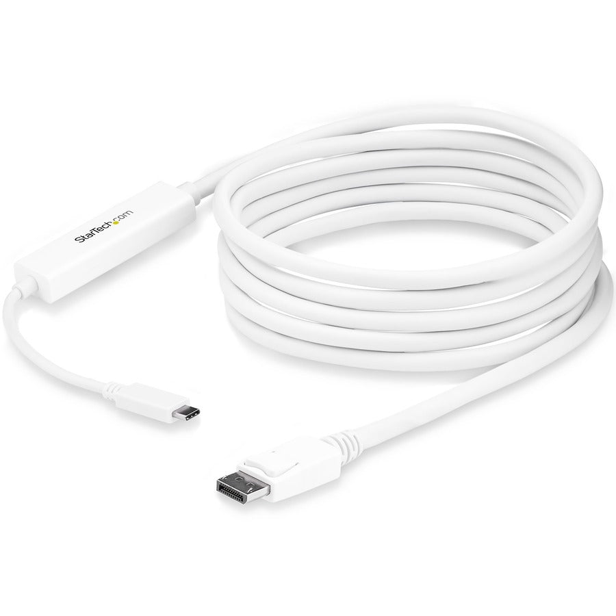 StarTech.com Câble USB C vers DisplayPort 1.2 de 9,8 pieds/3 m 4K 60 Hz - Câble de moniteur adaptateur vidéo USB Type-C vers DP HBR2 - Compatible TB3 - Blanc CDP2DPMM3MW