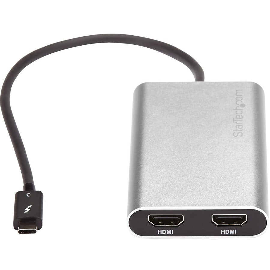 StarTech.com Adaptateur Thunderbolt 3 vers double HDMI 2.0 – Adaptateur vidéo HDMI TB3 double moniteur 4K 60 Hz – Certifié Thunderbolt 3 – Mac et Windows TB32HD24K60
