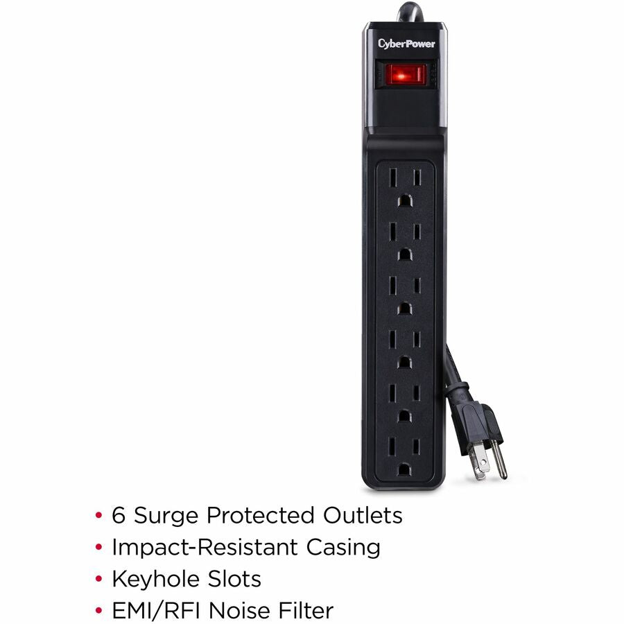 CyberPower CSB606 Essential 6-Outlets Surge Suppressor with 900 Joules and 6FT Cord CSB606