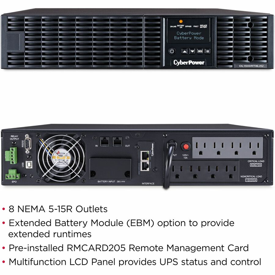 CyberPower UPS Systems OL1500RTXL2UN Smart App Online - Capacity: 1500 VA / 1350 W OL1500RTXL2UN