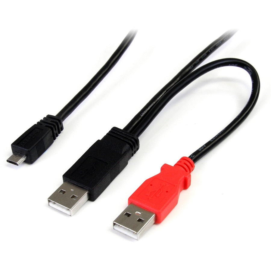 StarTech.com Câble USB Y de 1 pied pour disque dur externe - Double USB A vers Micro B USB2HAUBY1