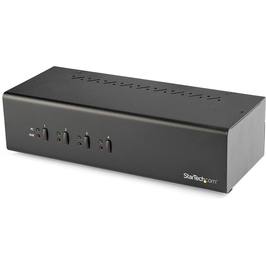 StarTech.com Commutateur KVM DVI double écran 4 ports – Commutateur KVM USB compact à double écran avec hub USB 3.0 et audio – Conforme TAA SV431DD2DU3A