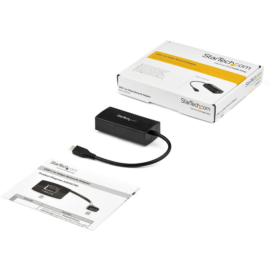 StarTech.com Adaptateur réseau USB C 5GbE - Carte réseau NBASE-T - USB 3.0 Type C 2,5 GbE /5 GbE Gigabit Ethernet multi-vitesse - USB 3.1 vers RJ45/LAN US5GC30