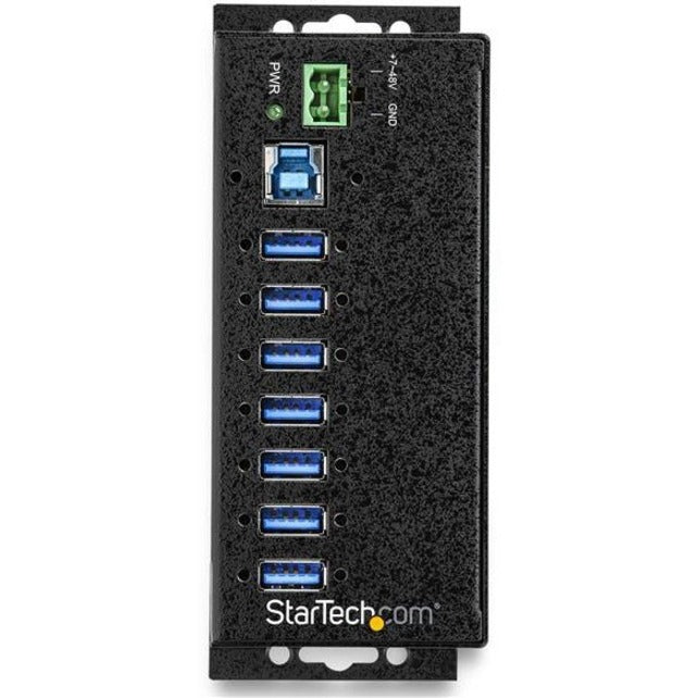 StarTech.com Hub USB 7 ports avec adaptateur d'alimentation - Hub de données USB 3.0 industriel en métal - Hub USB 3.1 Gen 1 5 Gbit/s sur rail Din, montage mural et sur bureau HB30A7AME