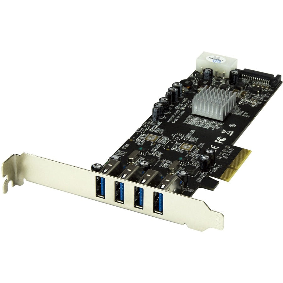 StarTech.com Adaptateur de carte USB 3.0 SuperSpeed 4 ports PCI Express (PCIe) avec 2 canaux dédiés 5 Gbit/s - UASP - Alimentation SATA/LP4 PEXUSB3S42V