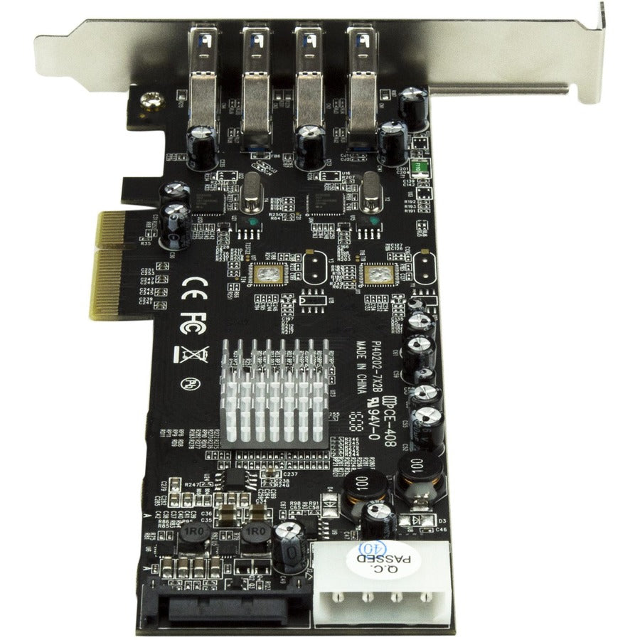 StarTech.com Adaptateur de carte USB 3.0 SuperSpeed 4 ports PCI Express (PCIe) avec 2 canaux dédiés 5 Gbit/s - UASP - Alimentation SATA/LP4 PEXUSB3S42V