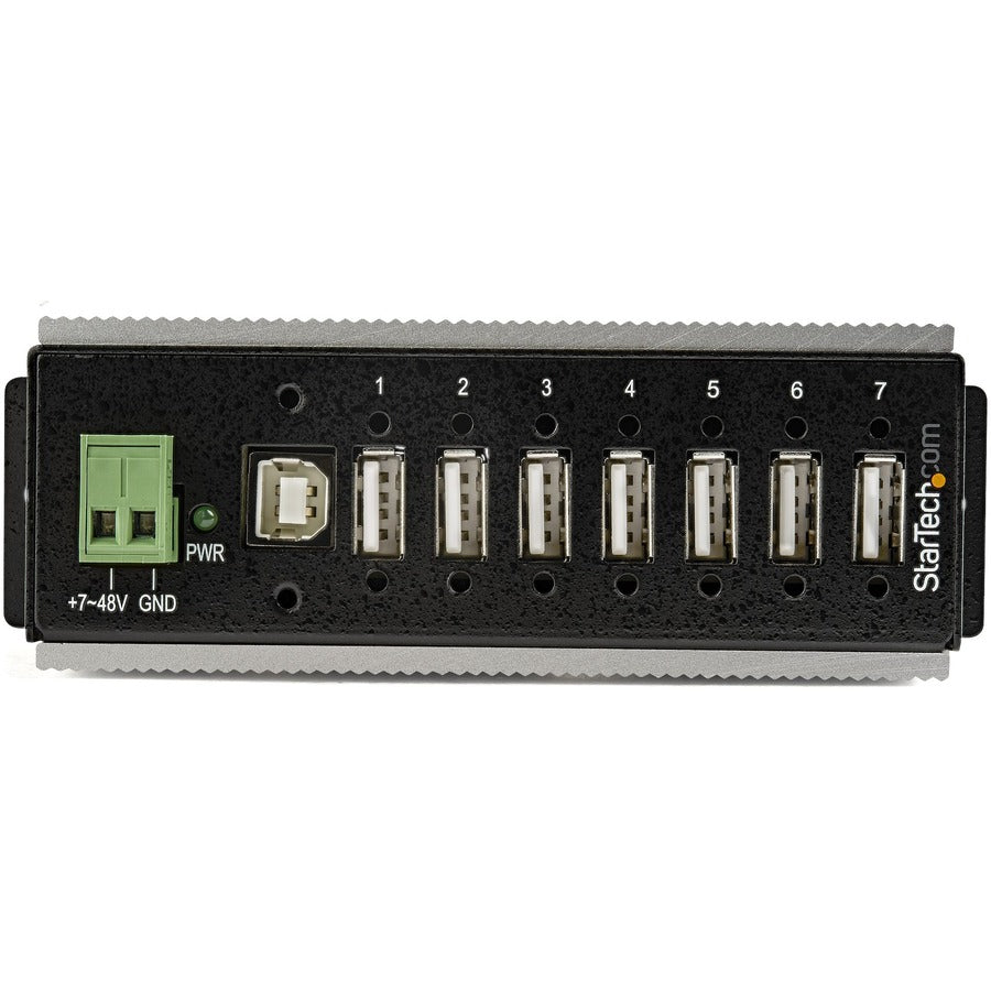 StarTech.com Hub USB 2.0 7 ports – Hub USB industriel en métal (USB-A vers 7 USB-A) – Montable, protection ESD/surtension – Température de fonctionnement étendue HB20A7AME