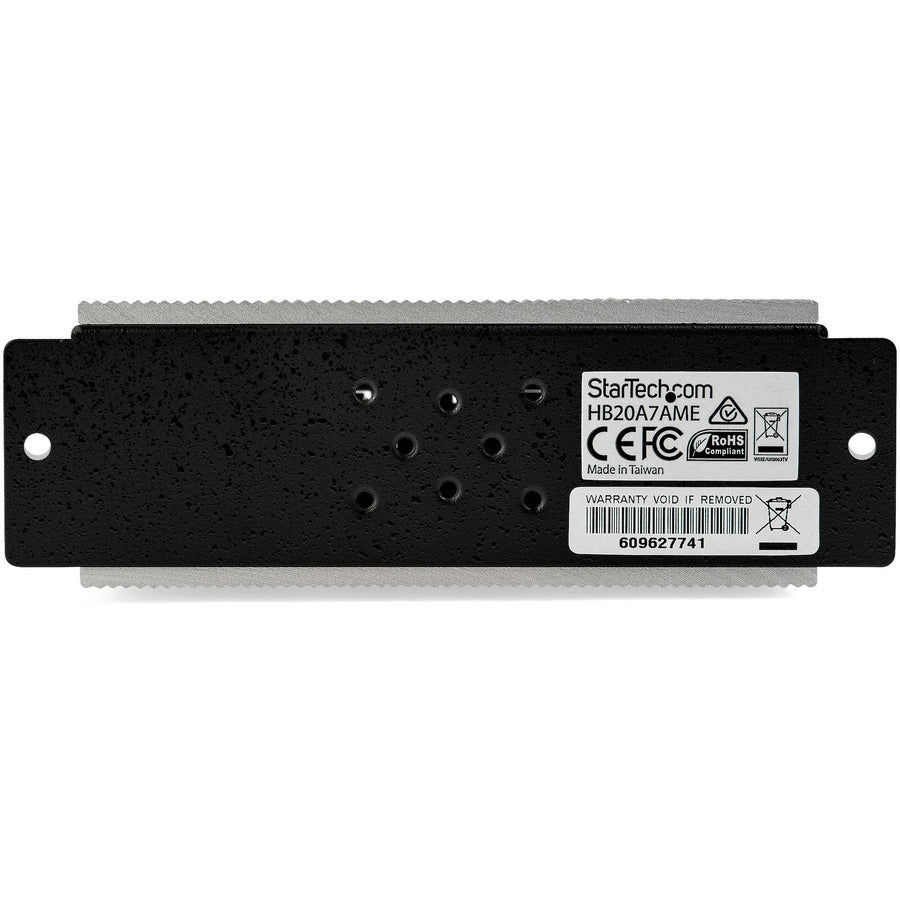 StarTech.com Hub USB 2.0 7 ports – Hub USB industriel en métal (USB-A vers 7 USB-A) – Montable, protection ESD/surtension – Température de fonctionnement étendue HB20A7AME