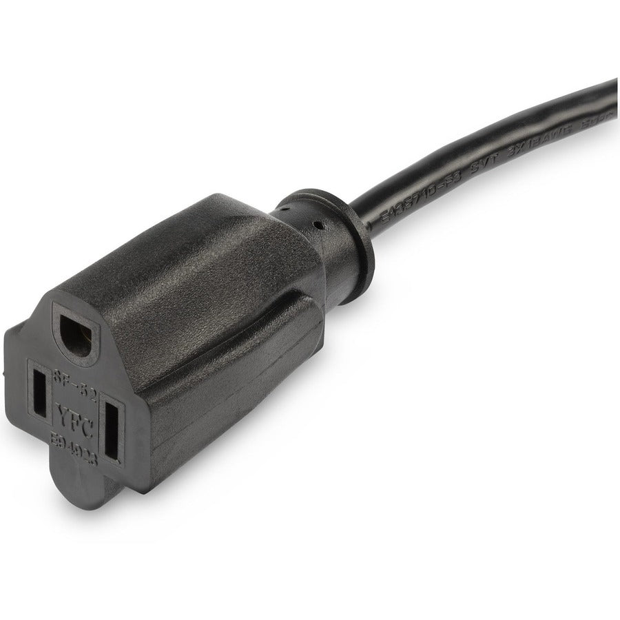 StarTech.com Rallonge d'alimentation de 0,45 m, plate NEMA 5-15P vers NEMA 5-15R, 10 A 125 V, 18 AWG, noir, câble d'extension de prise plate PACF10118IN