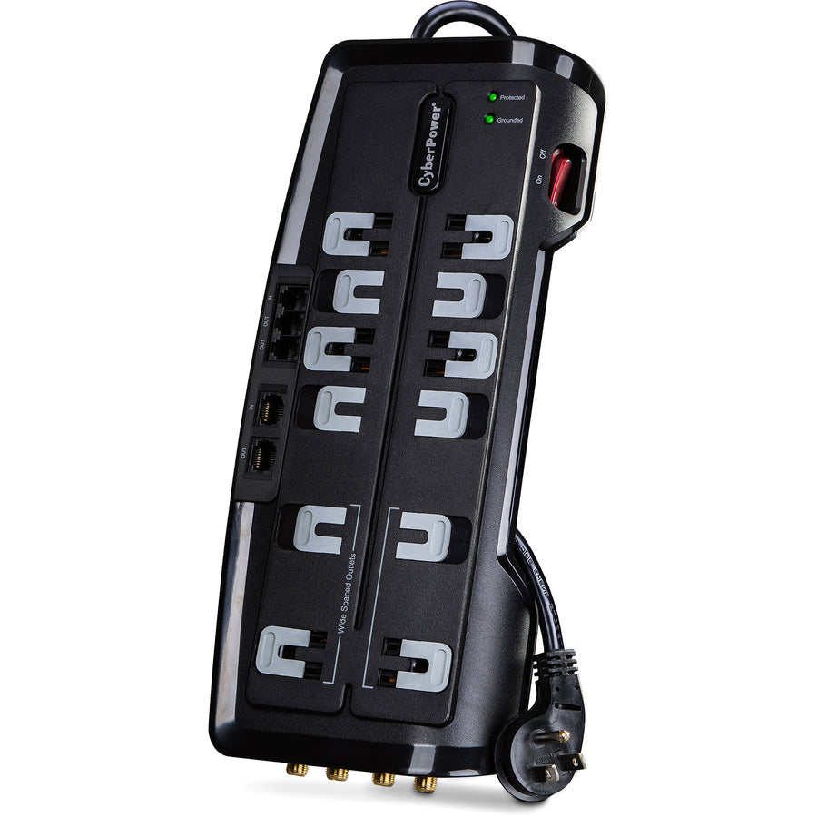 CyberPower CSHT1208TNC2 Home Theater 12-Outlets Surge Suppressor NET, and AV protection - Plain Brown Boxes CSHT1208TNC2