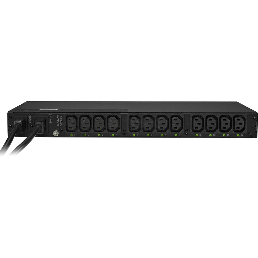 CyberPower PDU15SWHVIEC12ATNET Switched ATS PDU 200-240V 15A 1U 12-Outlets (2) IEC C14 PDU15SWHVIEC12ATNET