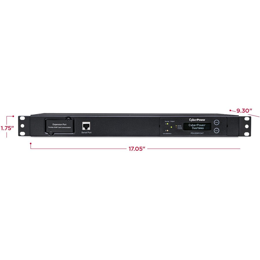 CyberPower PDU20MT10AT PDU ATS mesuré 120 V 20 A 1U 10 prises (2) L5-20P PDU20MT10AT