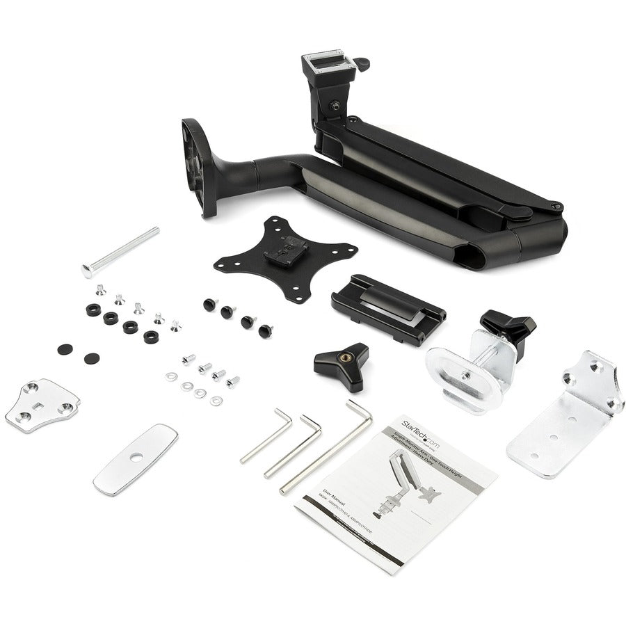 StarTech.com Desk Mount Monitor Arm - Heavy Duty Ergonomic VESA Monitor Arm Single 9kg Display -Full Motion/Articulating - C-Clamp/Grommet ARMPIVOTHDB