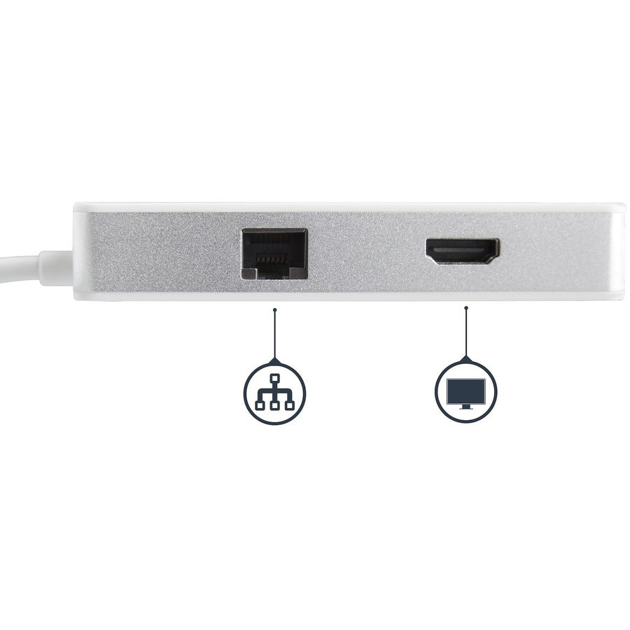 StarTech.com Adaptateur multiport USB C - HDMI 4K - Emplacement SD/SDHC/SDXC (UHS-II) - Power Delivery - GbE - Port USB 3.0 - Adaptateur USB C - Hub USB C DKT3CHSD4GPD