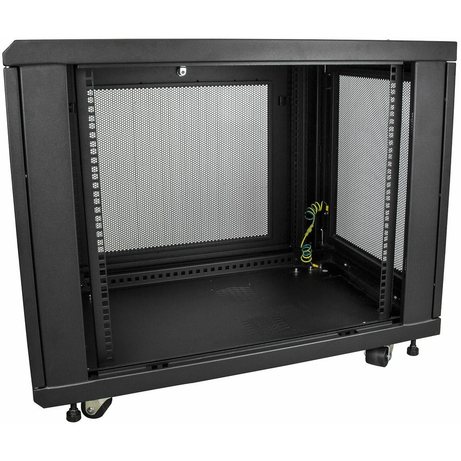 StarTech.com Armoire rack serveur 12U 19" 4 montants réglables en profondeur 2-30" avec roulettes/gestion des câbles/étagère 1U, portes verrouillables et panneaux latéraux RK1233BKM