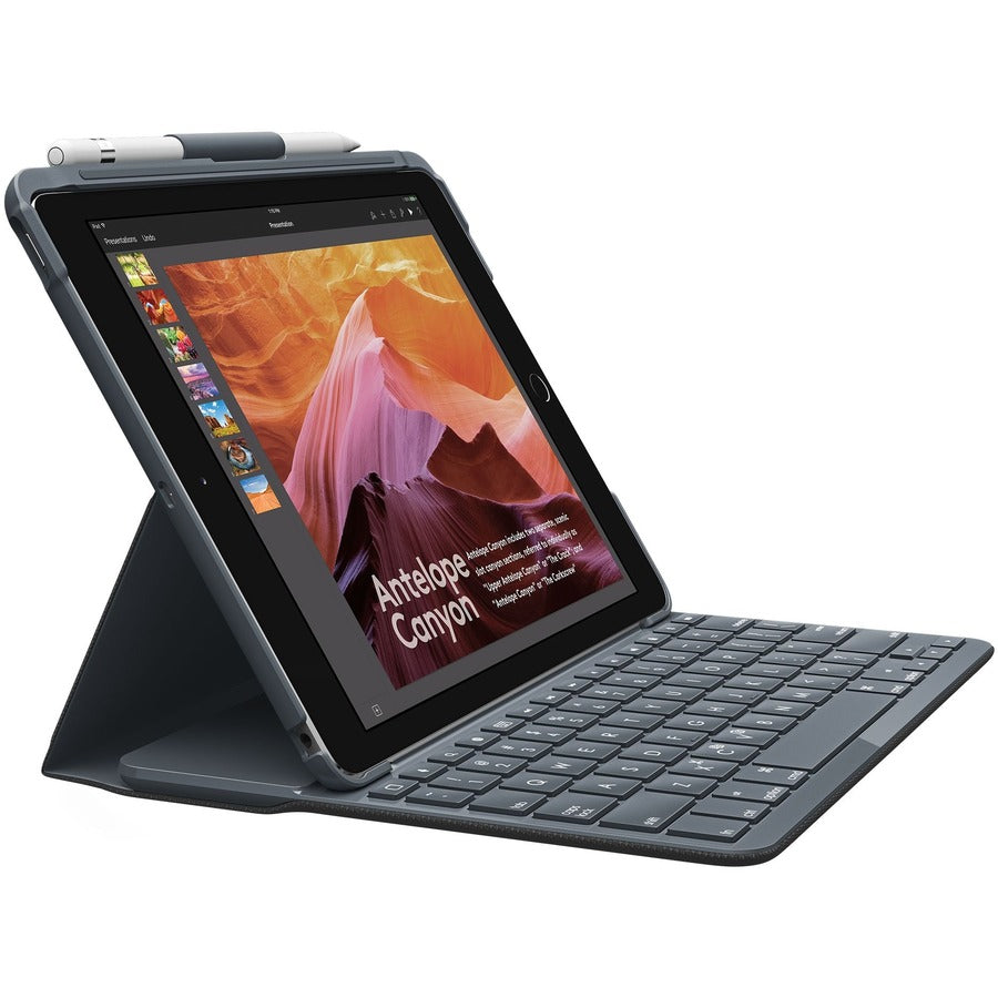 Logitech SLIM FOLIO Clavier/Housse (Folio) Apple Pencil, iPad (2018), iPad (2017) - Noir 920-009017
