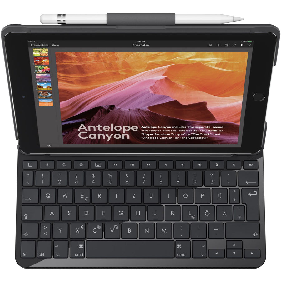 Logitech SLIM FOLIO Clavier/Housse (Folio) Apple Pencil, iPad (2018), iPad (2017) - Noir 920-009017