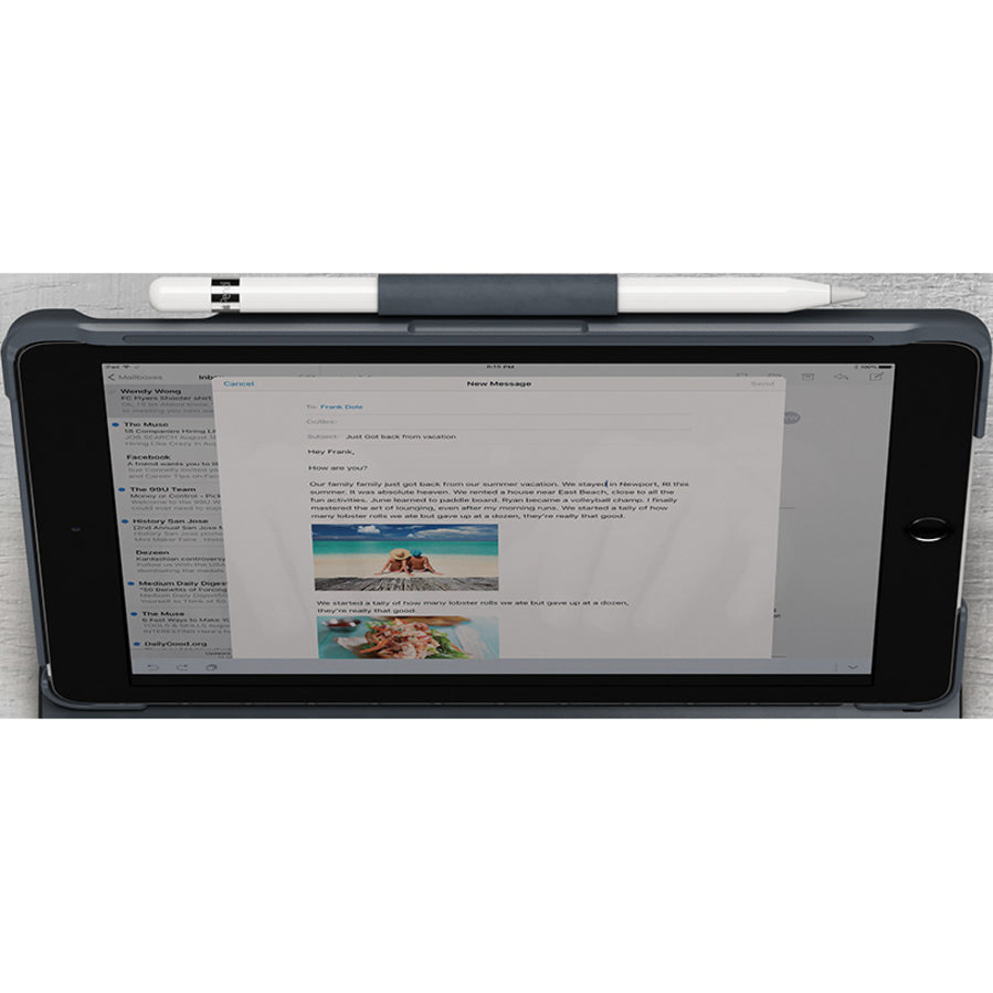 Logitech SLIM FOLIO Keyboard/Cover Case (Folio) Apple Pencil, iPad (2018), iPad (2017) - Black 920-009017