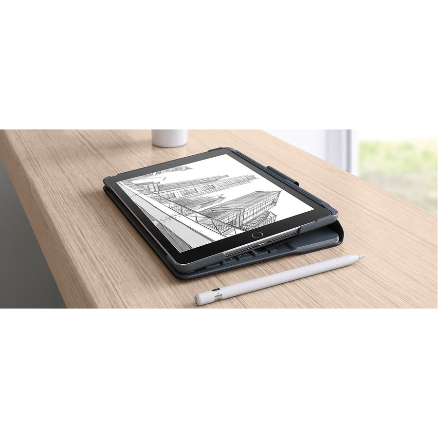Logitech SLIM FOLIO Keyboard/Cover Case (Folio) Apple Pencil, iPad (2018), iPad (2017) - Black 920-009017