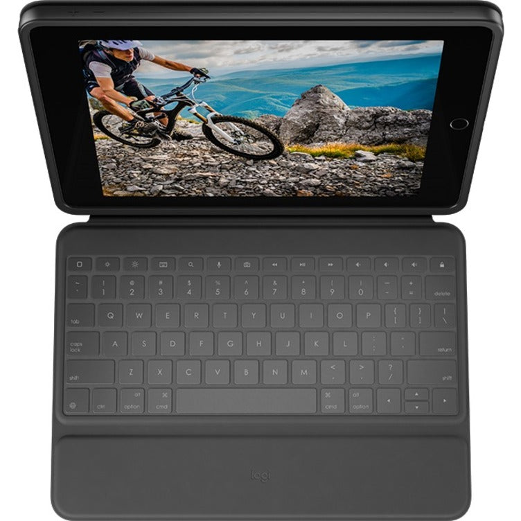 Logitech Rugged Folio Keyboard/Cover Case (Folio) Apple, Logitech iPad (7th Generation) Tablet - Graphite 920-009312