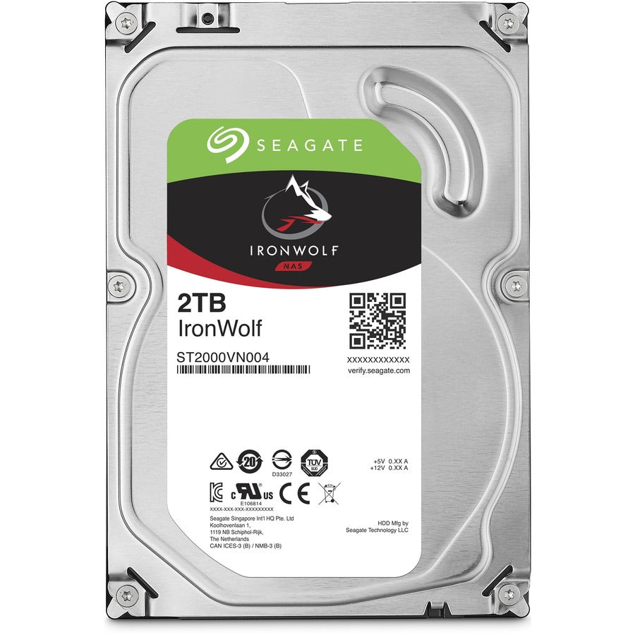 Seagate IronWolf ST2000VN004 2 TB Hard Drive - 3.5" Internal - SATA (SATA/600) - Conventional Magnetic Recording (CMR) Method ST2000VN004