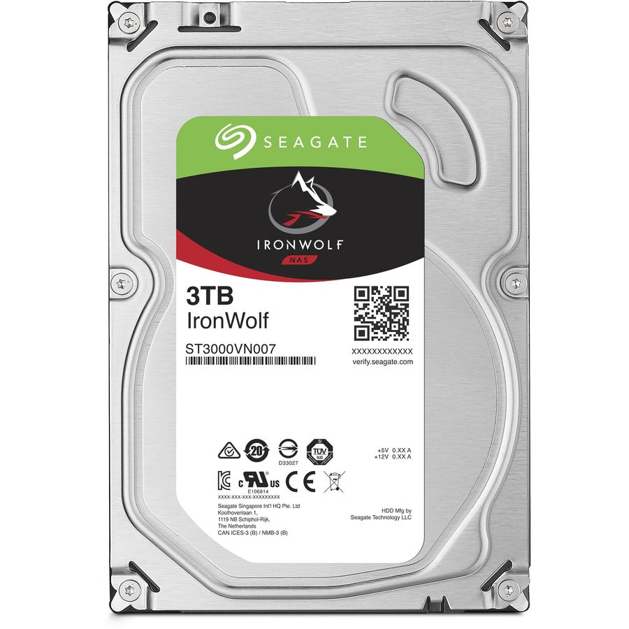 Seagate IronWolf ST3000VN007 3 TB Hard Drive - 3.5" Internal - SATA (SATA/600) - Conventional Magnetic Recording (CMR) Method ST3000VN007