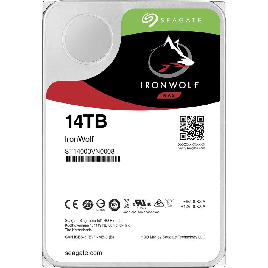 Seagate IronWolf ST14000VN0008 14 TB Hard Drive - 3.5" Internal - SATA (SATA/600) - Conventional Magnetic Recording (CMR) Method ST14000VN0008