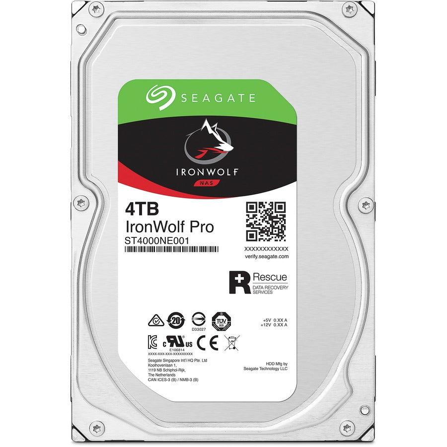 Seagate IronWolf Pro ST4000NE001 4 TB Hard Drive - 3.5" Internal - SATA (SATA/600) - Conventional Magnetic Recording (CMR) Method ST4000NE001