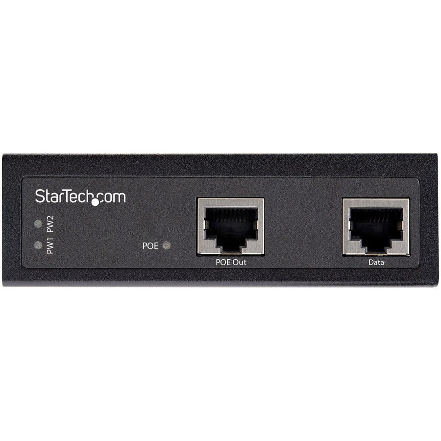 Star Tech.com Industrial Gigabit PoE Injector - High Speed 90W 802.3bt PoE++ 48V-56VDC Ultra Power Over Ethernet/UPoE Injector -40C to +75C POEINJ1G90W