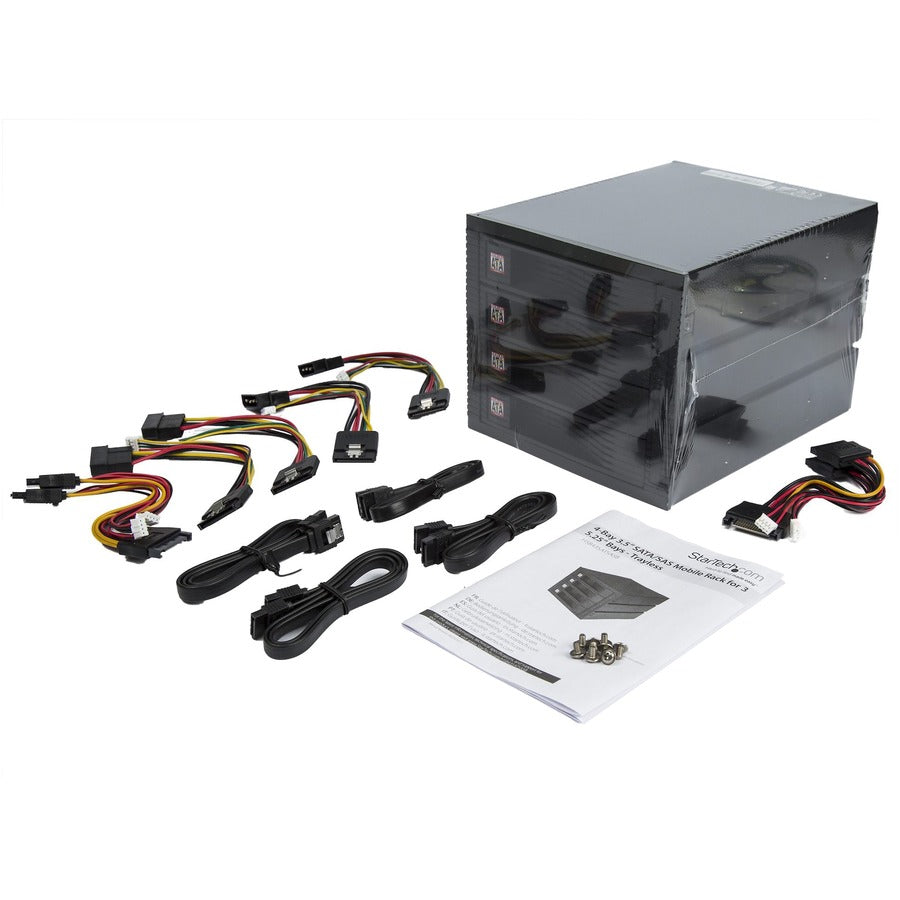 StarTech.com Fond de panier SATA SAS 4 baies 3,5 pouces - Rack mobile échangeable à chaud pour 3 baies 5,25 pouces - Sans plateau - Rack HDD - Fond de panier SAS - Fond de panier SATA HSB43SATSASB