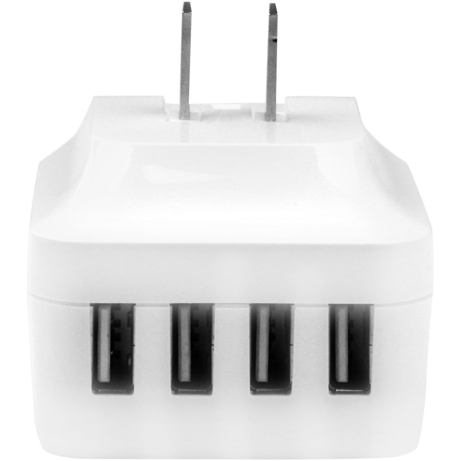 Star Tech.com Chargeur mural USB de voyage – 4 ports – Blanc – Adaptateur de voyage universel – Adaptateur secteur international – Chargeur USB USB4PACWH