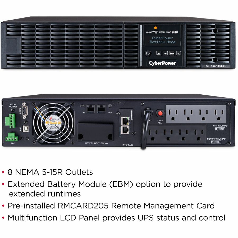CyberPower UPS Systems OL1000RTXL2UN Smart App Online - Capacity: 1000 VA / 900 W OL1000RTXL2UN