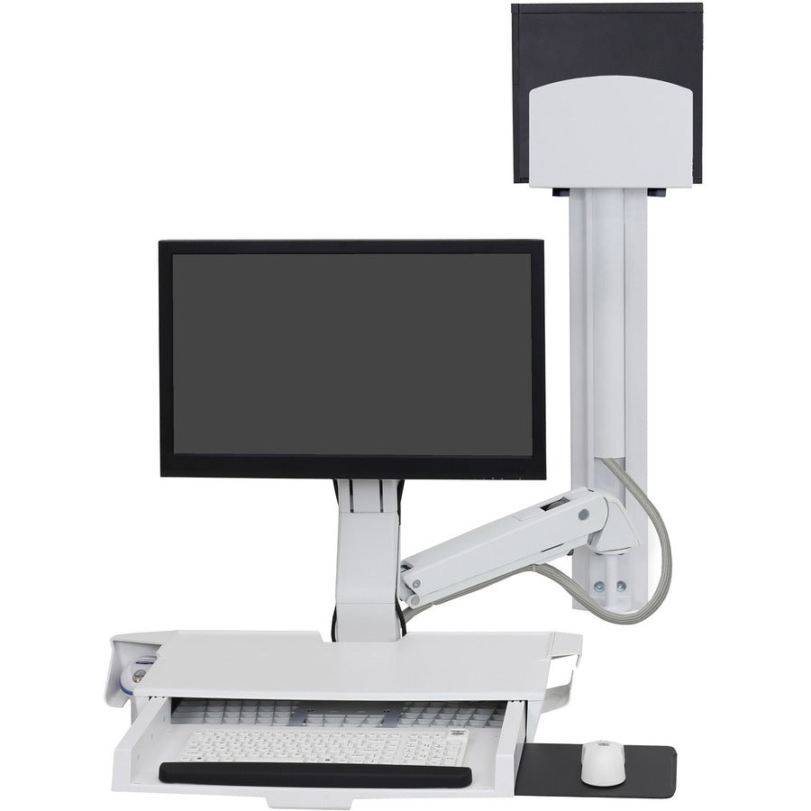 Ergotron StyleView Support mural pour moniteur, clavier, lecteur de codes-barres, CPU, souris - Blanc 45-595-216