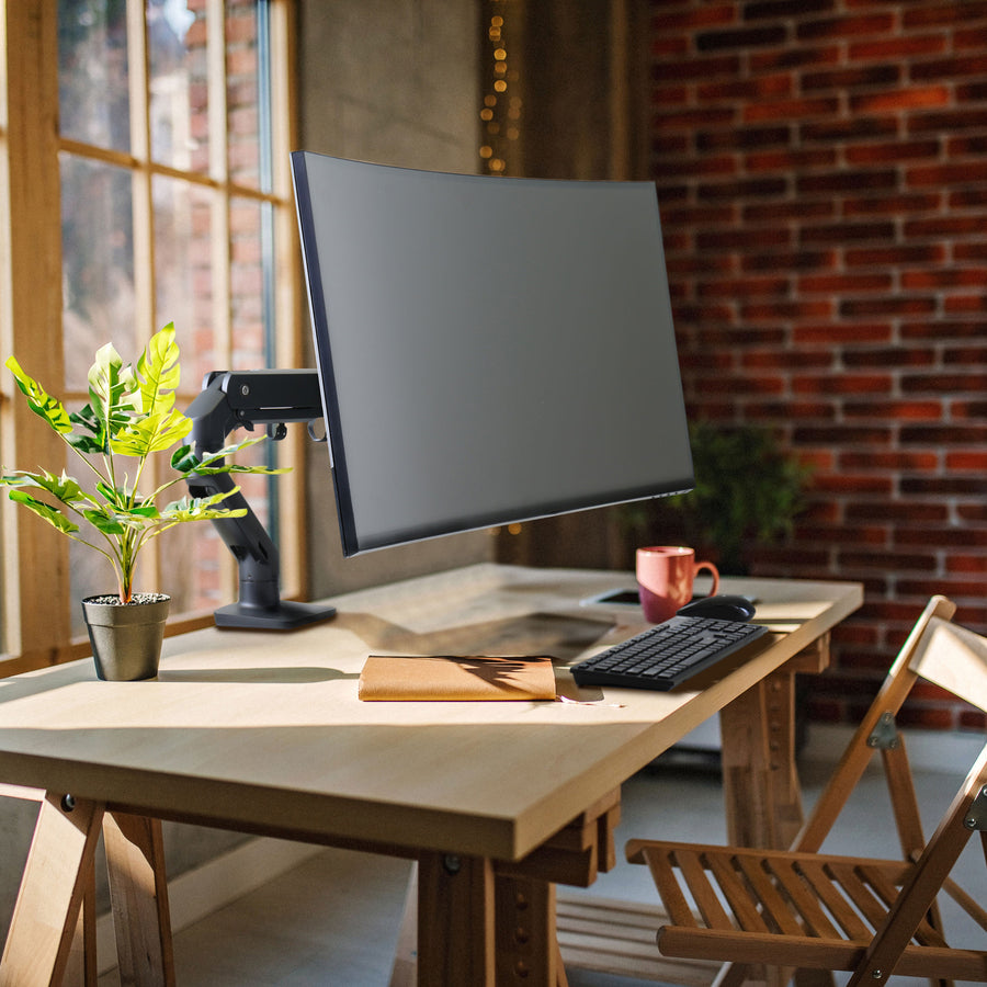 Ergotron Desk Mount for Monitor, Curved Screen Display - Matte Black 45-475-224