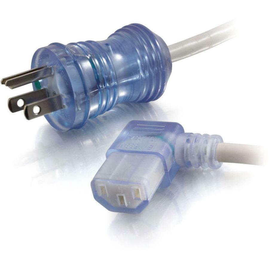 C2G 10ft 16 AWG Hospital Grade Power Cord (NEMA 5-15P to IEC320C13R) - Gray with Clear Connectors 48048