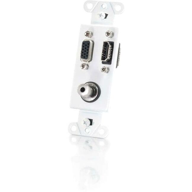 C2G NOUVEAU !! HDMI décoratif, HD15 VGA, insert de plaque murale 3,5 mm blanc 41031
