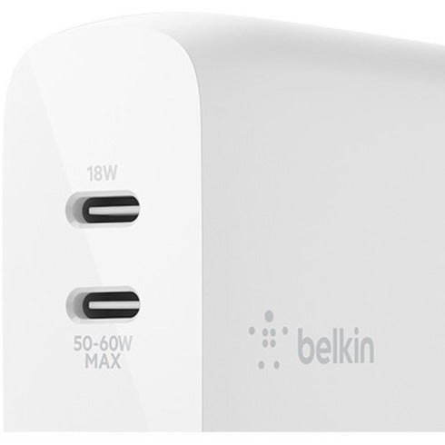 Chargeur mural Belkin BOOST↑CHARGE double USB-C PD GaN 68 W WCH003DQWH