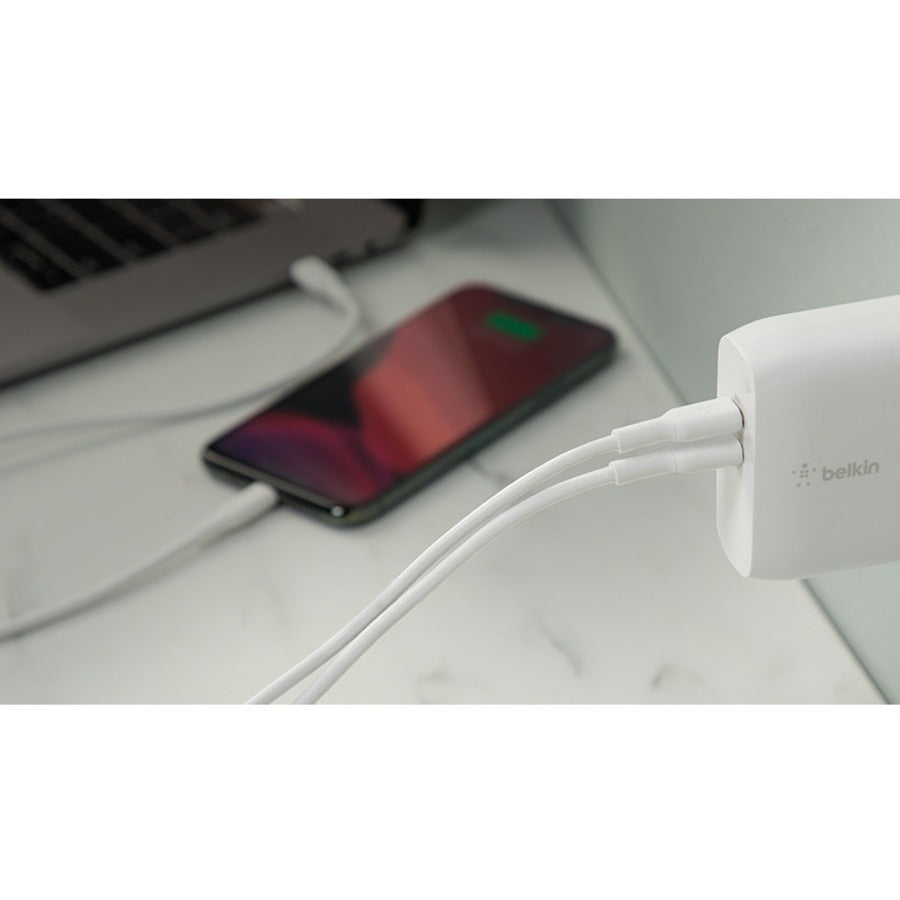Chargeur mural Belkin BOOST↑CHARGE double USB-C PD GaN 68 W WCH003DQWH