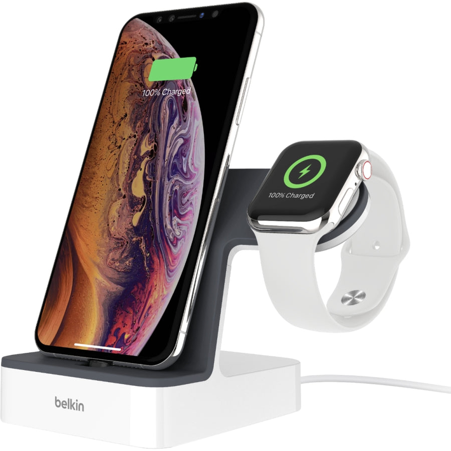 Belkin PowerHouse Charge Dock for Apple Watch + iPhone XS, iPhone XS Max, iPhone XR F8J237TTWHT