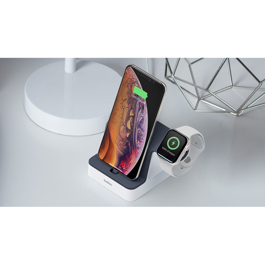 Belkin PowerHouse Charge Dock for Apple Watch + iPhone XS, iPhone XS Max, iPhone XR F8J237TTWHT