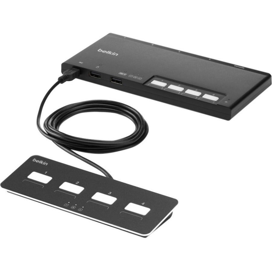 Commutateur KM sécurisé modulaire à 4 ports Belkin PP4.0 avec télécommande F1DN004MOD-KM-4