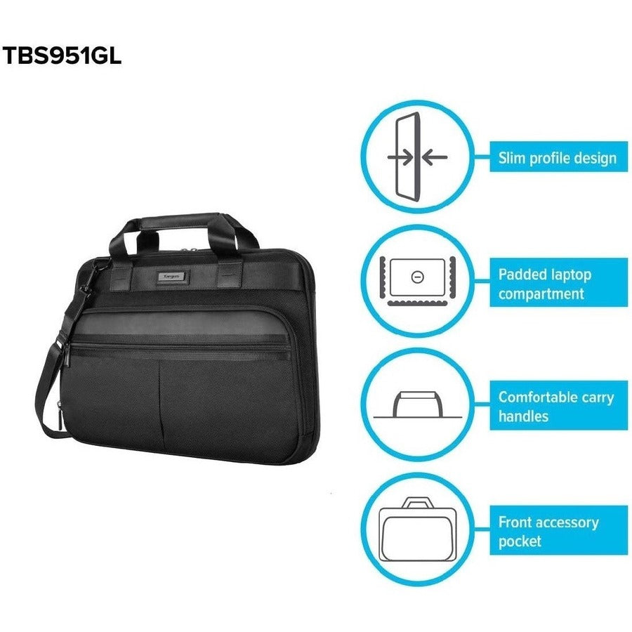 Targus Mobile Elite TBS951GL Étui de transport (étui) pour ordinateur portable de 13" à 14" - Noir - Conforme TAA TBS951GL