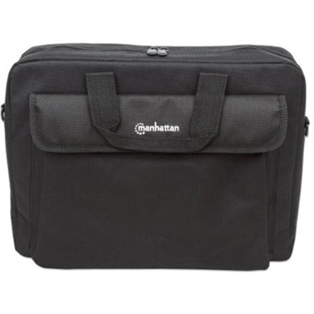 Manhattan London Sac pour ordinateur portable 15,6", chargement par le haut, noir, FAIBLE COÛT, poche pour accessoires, bandoulière (amovible), alternative moins chère au Targus TAR300, étui pour ordinateur portable, garantie de trois ans 438889